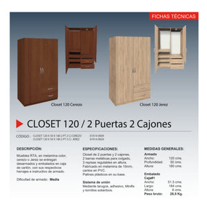 Closet Cerezo 120 cm calidad y diseño
