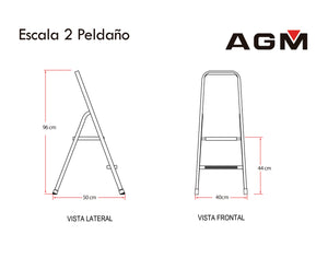 Escalera 2 peldaños seguridad y estabilidad