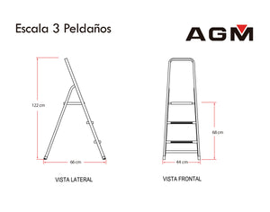 Escalera 3 peldaños práctica y segura