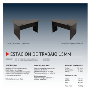 Escritorio estación de trabajo 120 mm Dakar