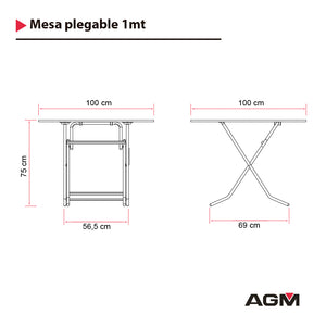 Mesa plegable redonda 1Mt. Blanca