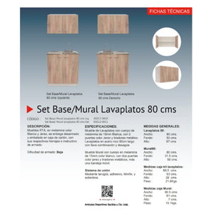 Set mueble de cocina Base Mural 80cm Izq.