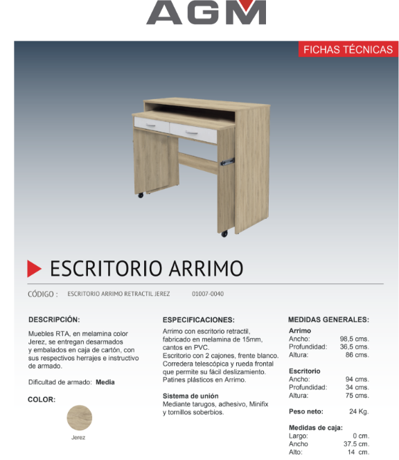 Escritorio Arrimo Vintage Jerez práctico y elegante