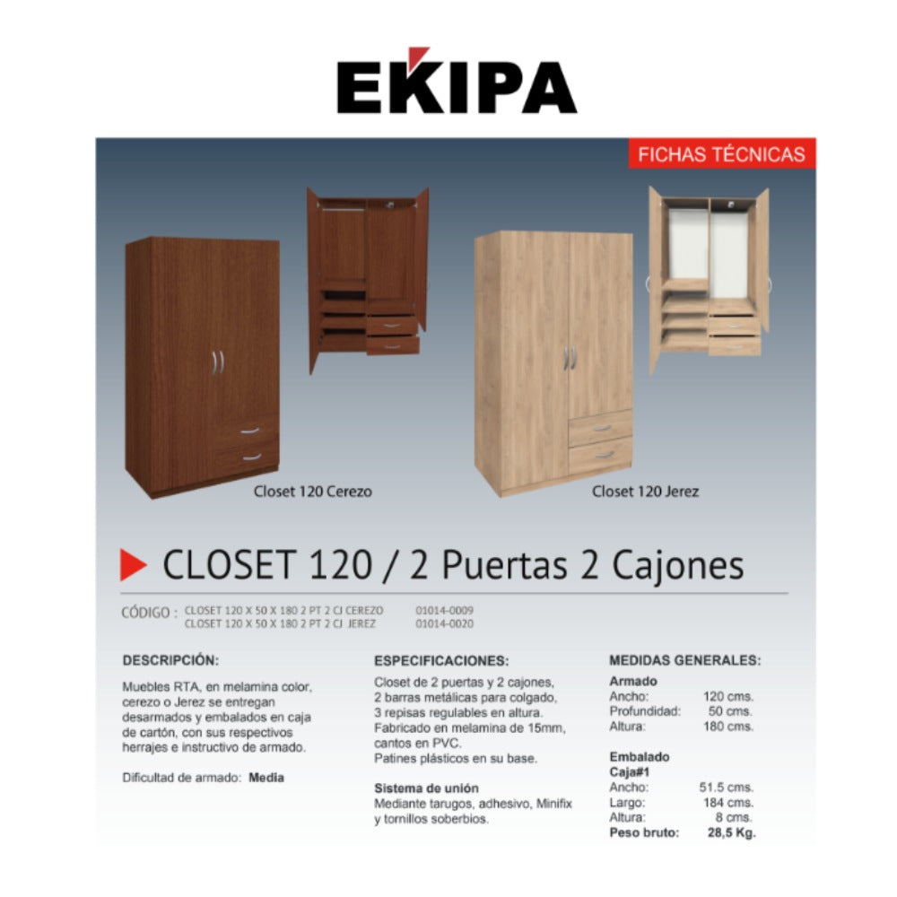 Closet Jerez 120 cm diseño inteligente