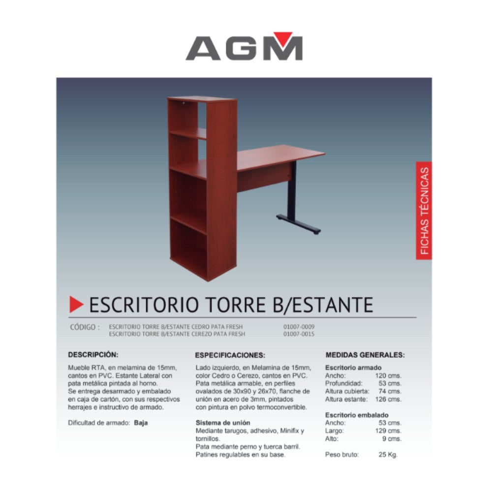 Escritorio Torre Cerezo práctico y elegante
