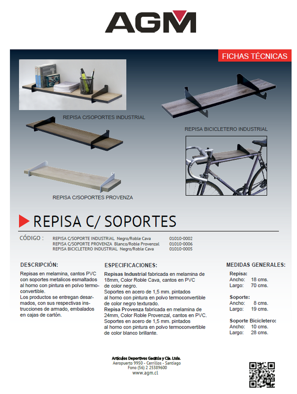 Repisa C/Soporte 24mm 70X18 Jerez