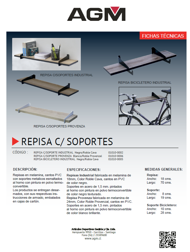 Repisa Bicicletero 18 x70 cm ordena con estilo