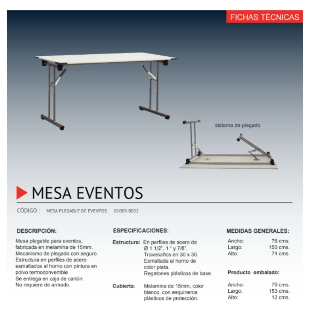 Mesa plegable eventos 150 fácil almacenamiento