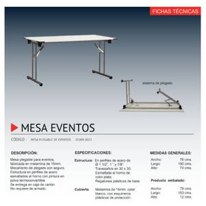 Mesa plegable eventos 150 fácil almacenamiento