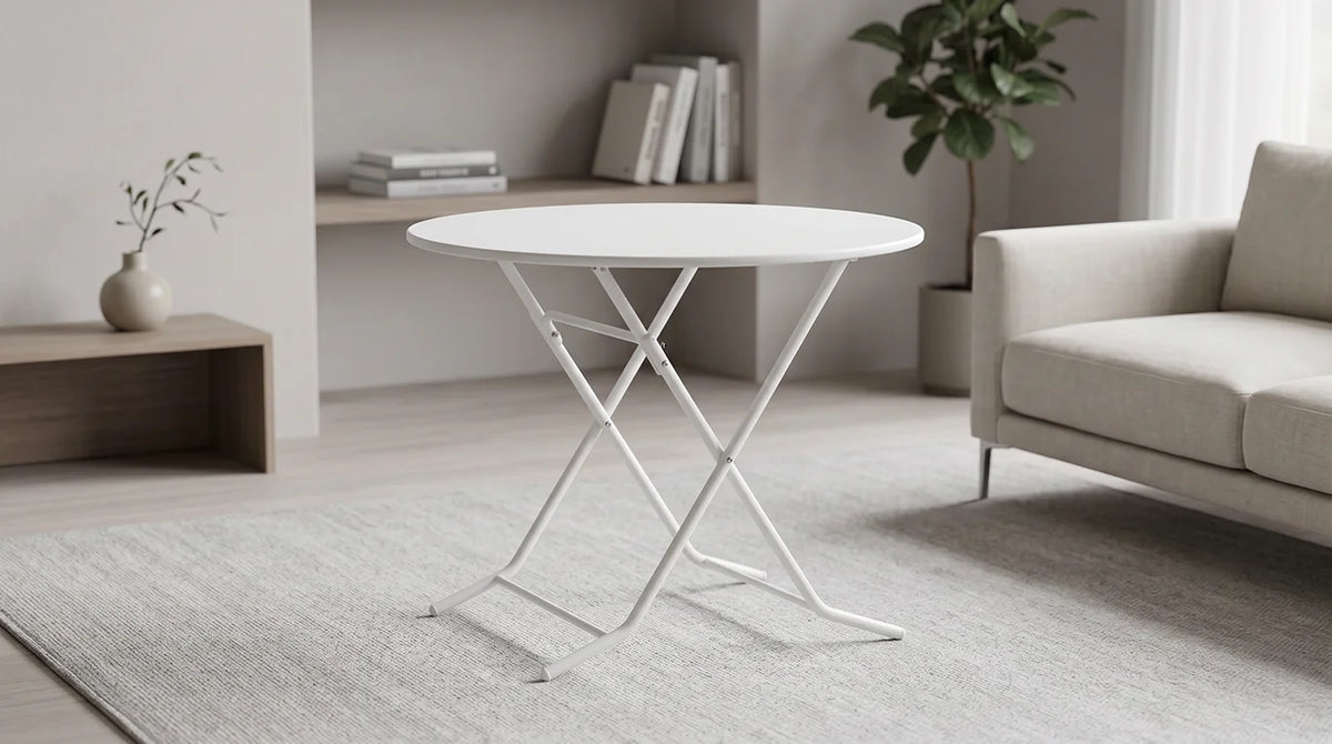 Mesa plegable redonda 1Mt. Blanca