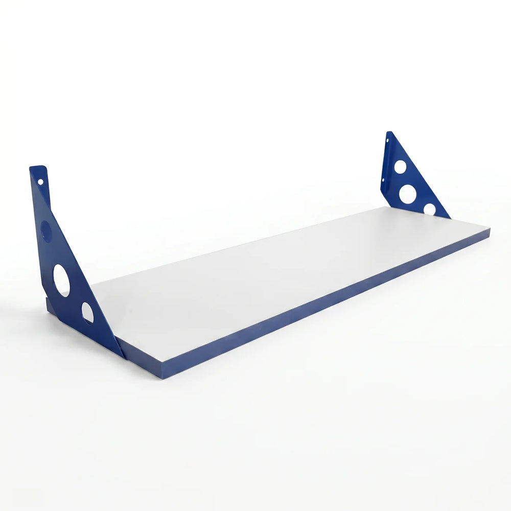 Repisa blanca 18 x 60 soporte azul