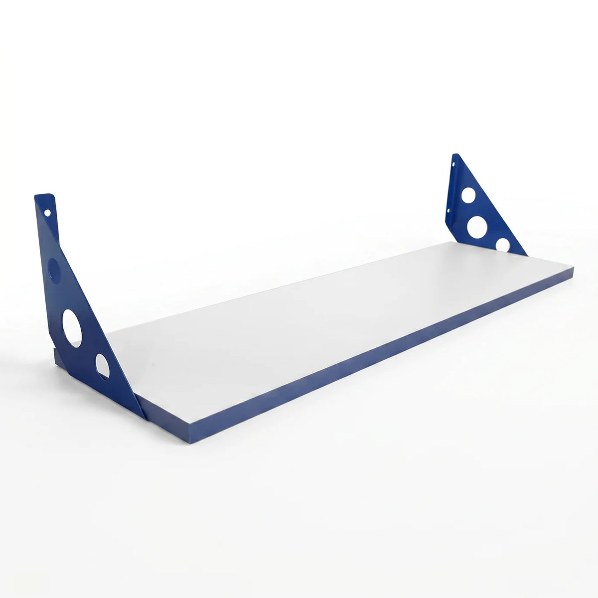 Repisa blanca 18 x 60 soporte azul