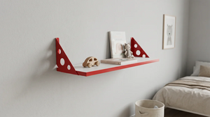 Repisa blanca 18 x 60 soporte  rojo