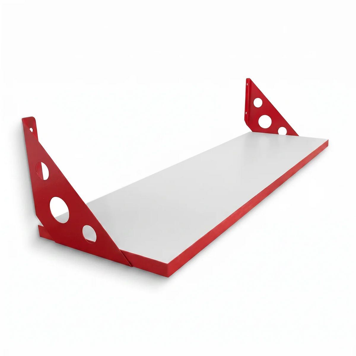 Repisa blanca 18 x 60 soporte  rojo