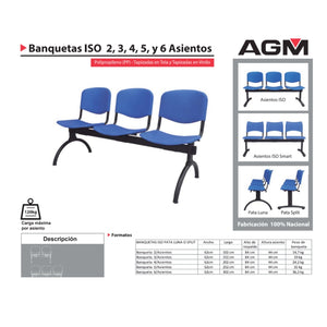Banqueta ISO Luna 3 puestos Azul durabilidad y estilo