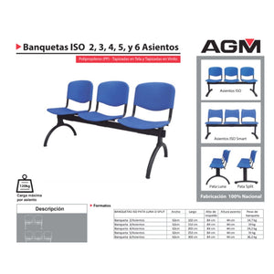 Banqueta ISO Splits 3 PP Negro Azul diseño funcional