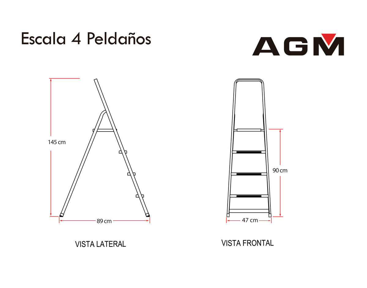 Escalera 4 peldaños durabilidad y resistencia