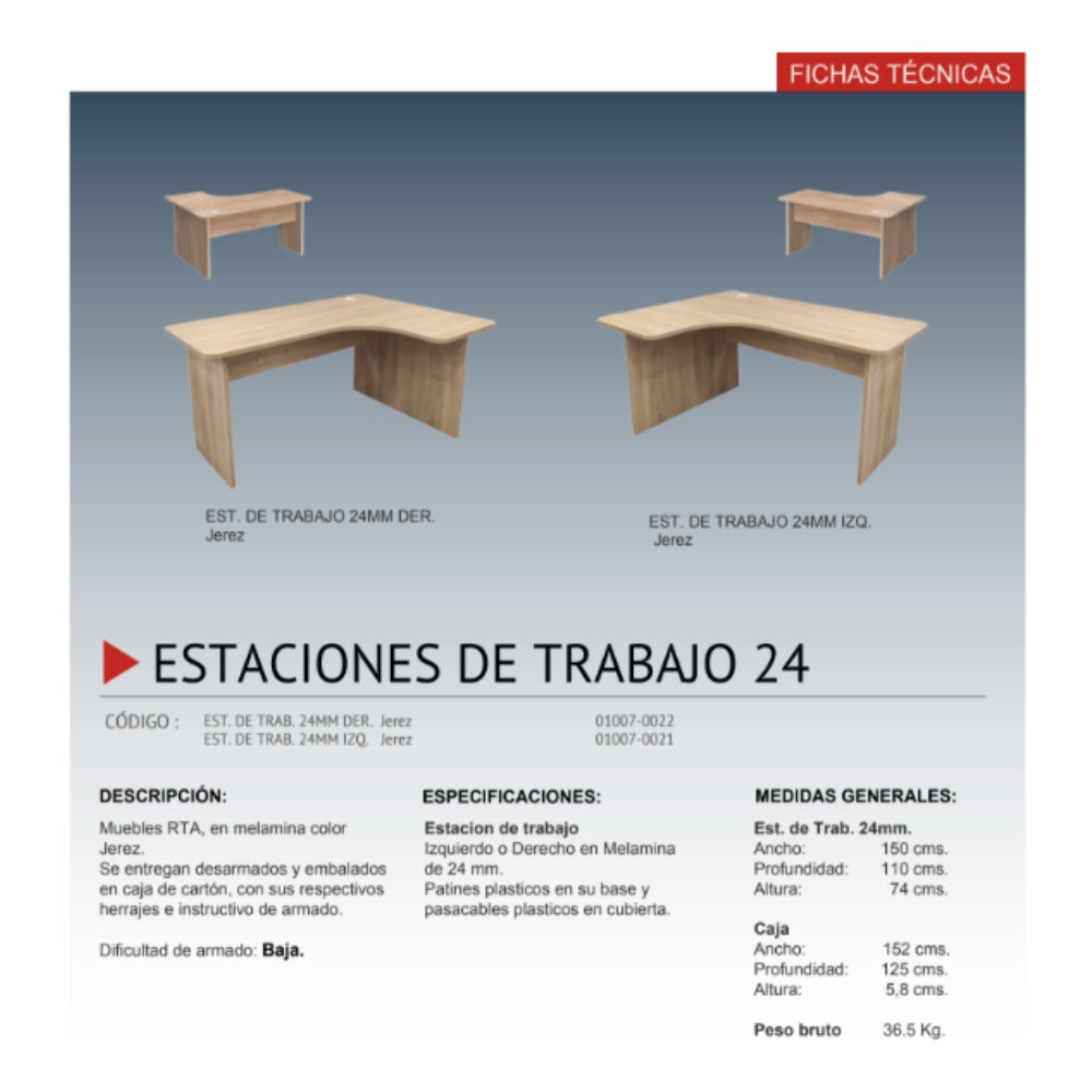 Escritorio estación de trabajo 24mm Der Jerez