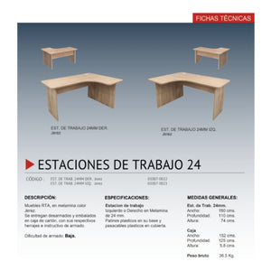 Escritorio estación de trabajo 24 mm Izquierda Jerez
