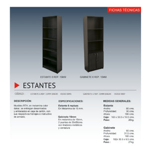 Gabinete 6 Repisas 15MM  Dakar práctica y funcional