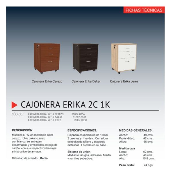 Cajonera Erika Dakar 2 cajones 1 kárdex