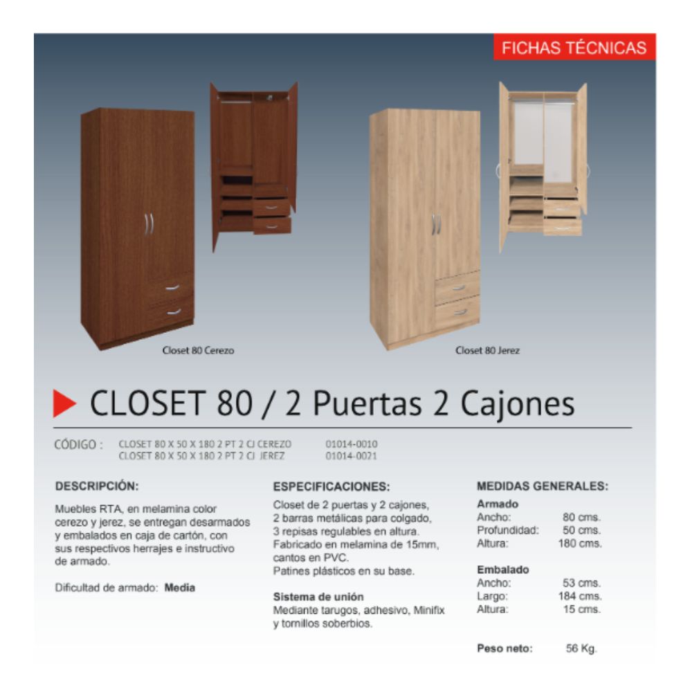 Closet 80 cm Jerez estilo y funcionalidad