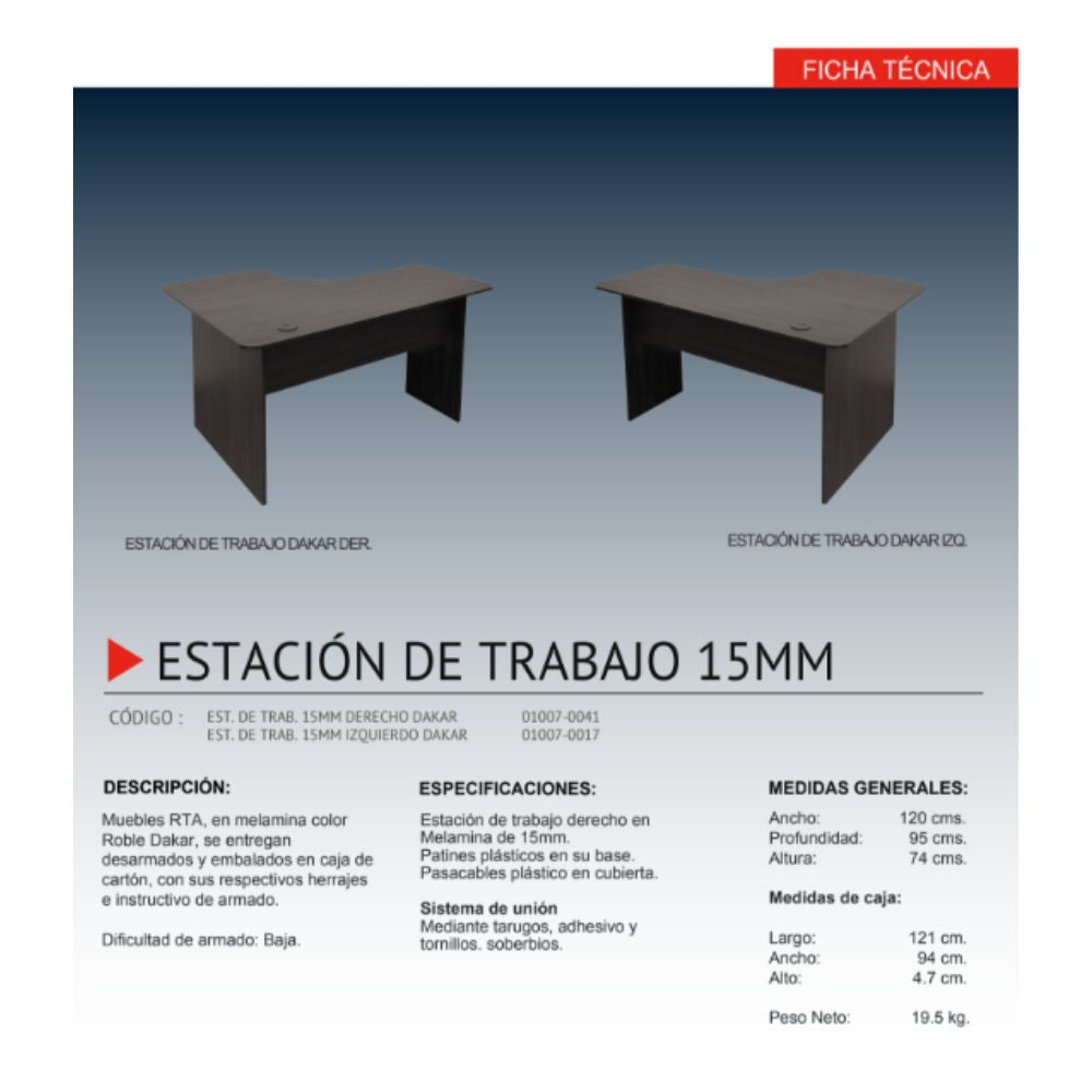 Escritorio estación de trabajo Izquierda Dakar