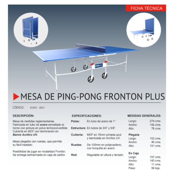 Mesa de Ping Pong Frontón Plus en Caja