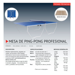 Mesa de Ping pong Profesional en caja calidad y durabilidad