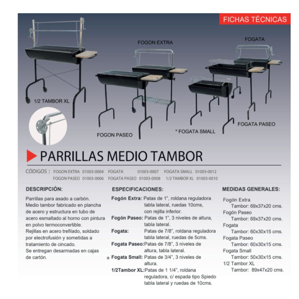 Parrilla Fogón Paseo confección nacional