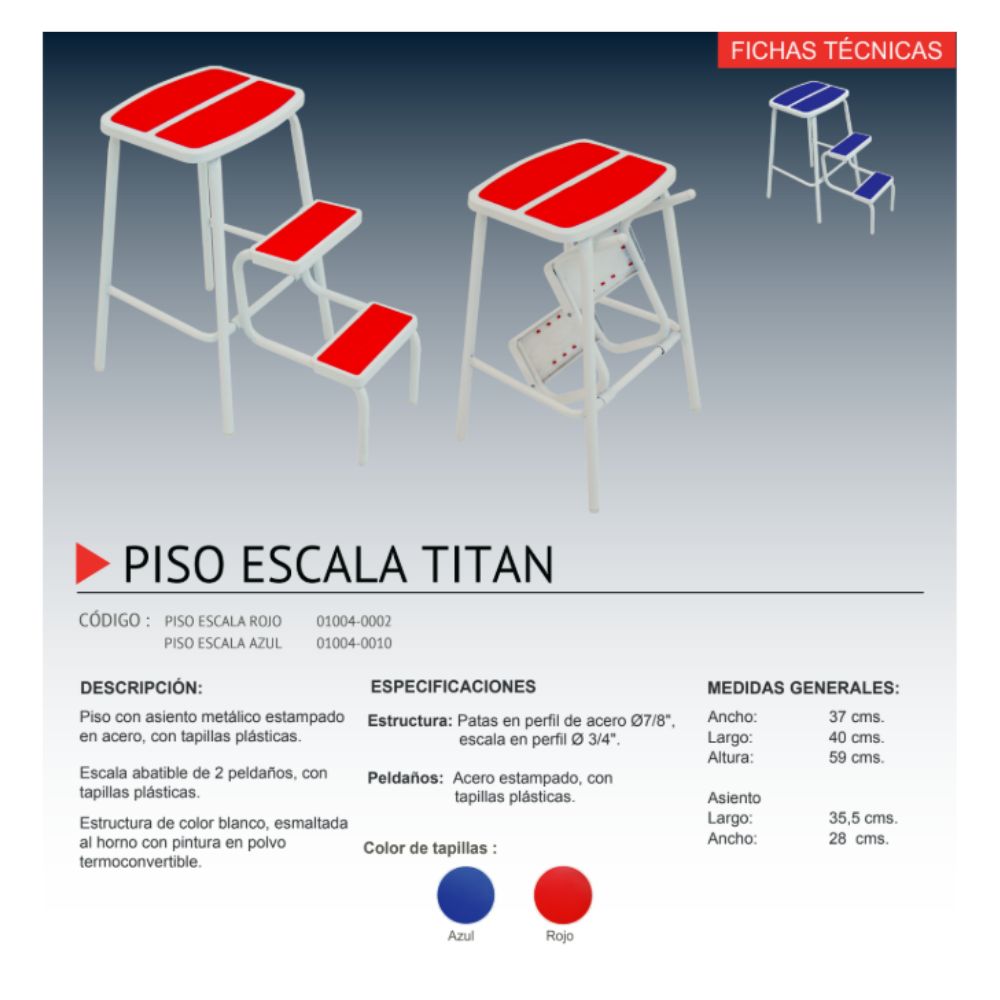 Piso escala Titán Blanco-Azul  práctica y versátil