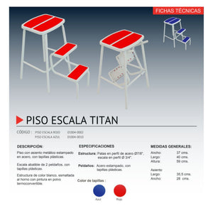 Piso escala Titán Negro / Rojo diseño eficiente