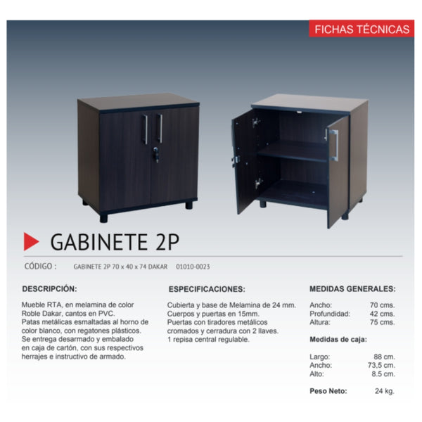 Gabinete Base 2 Puertas Dakar 15mm