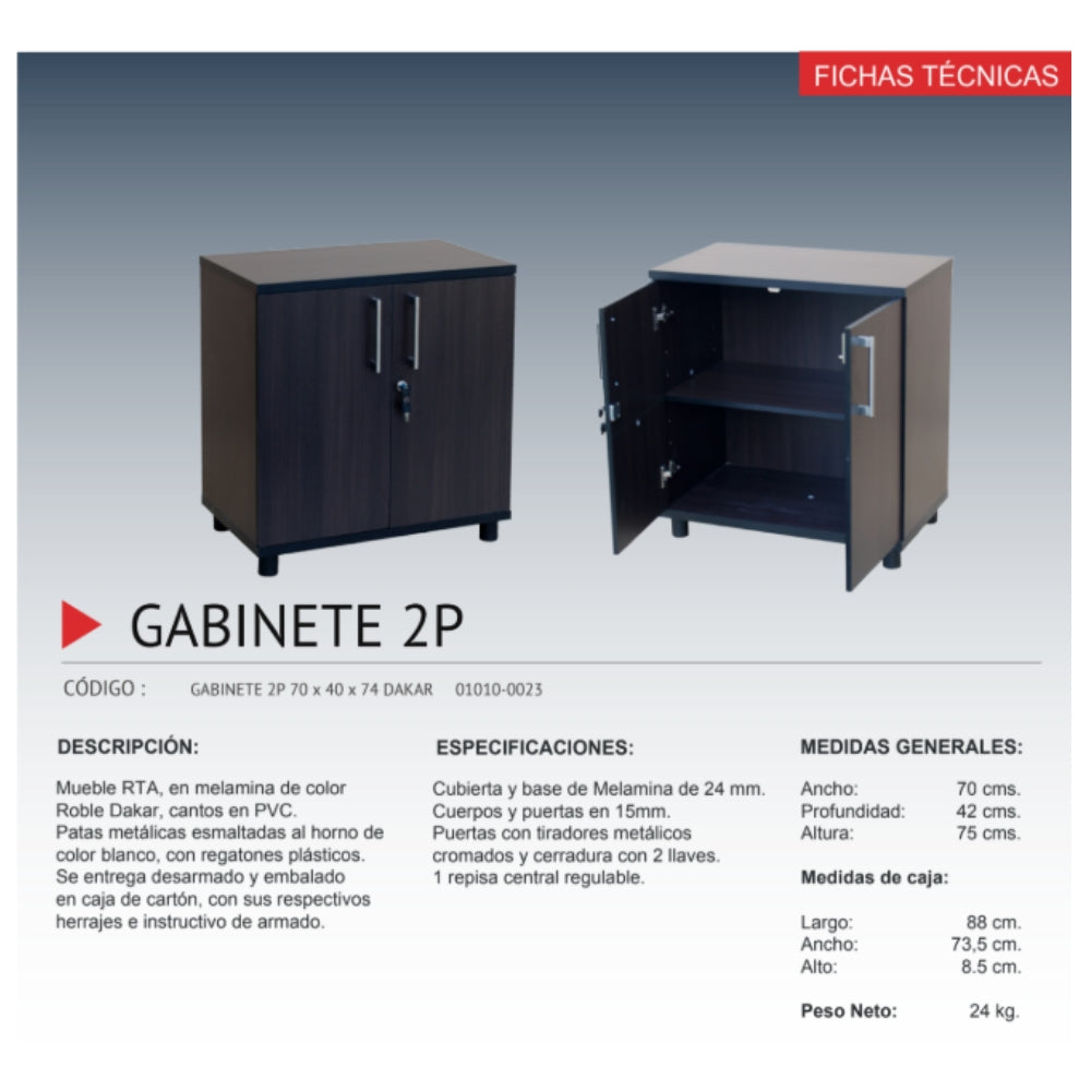 Gabinete Base 2Pts. Dakar 15mm orden y funcionalidad