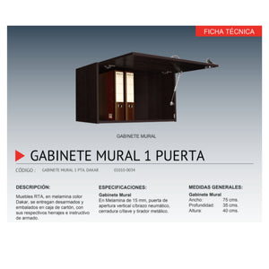 Gabinete Mural 1 puerta Dakar durabilidad y resistencia