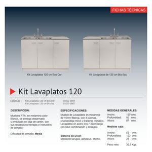 Kit Lavaplatos 120cm Blanco derecho