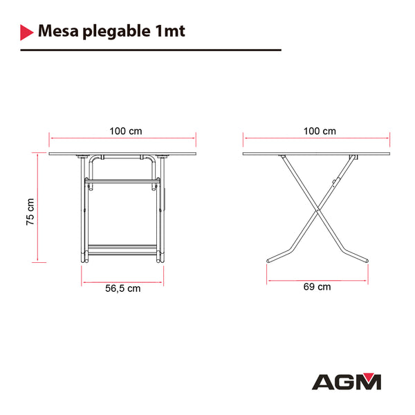 Mesa plegable redonda 1Mt. Blanca