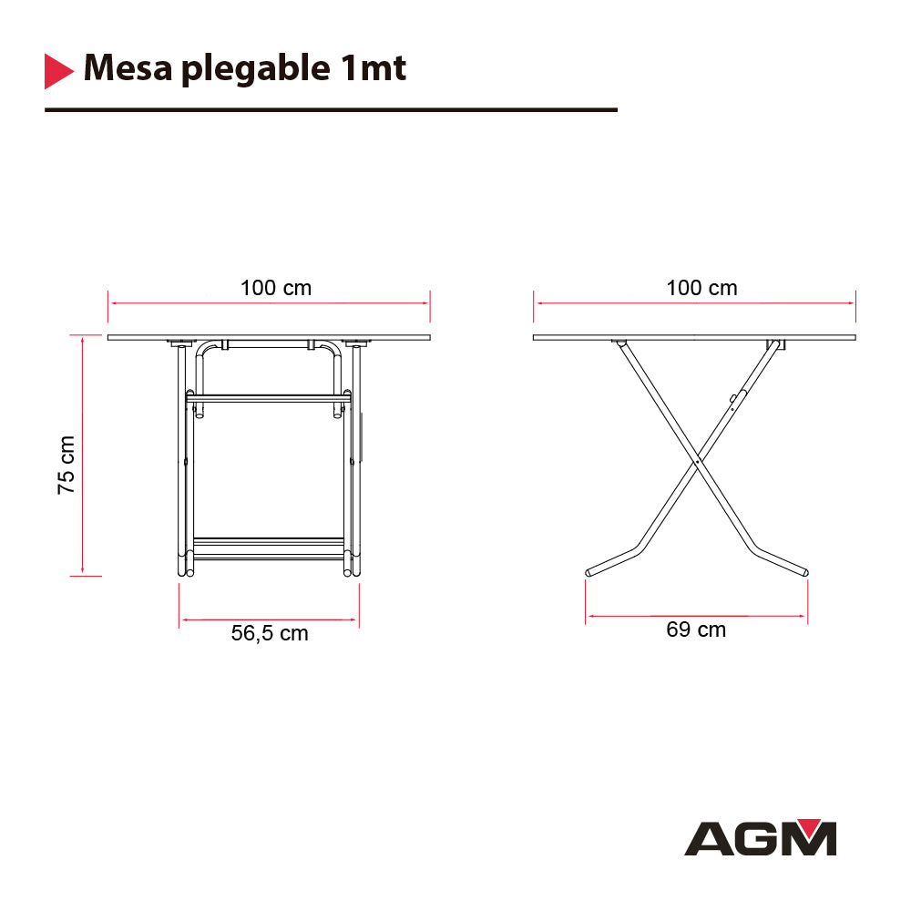 Mesa plegable redonda 1Mt. Blanca comodidad y resistencia