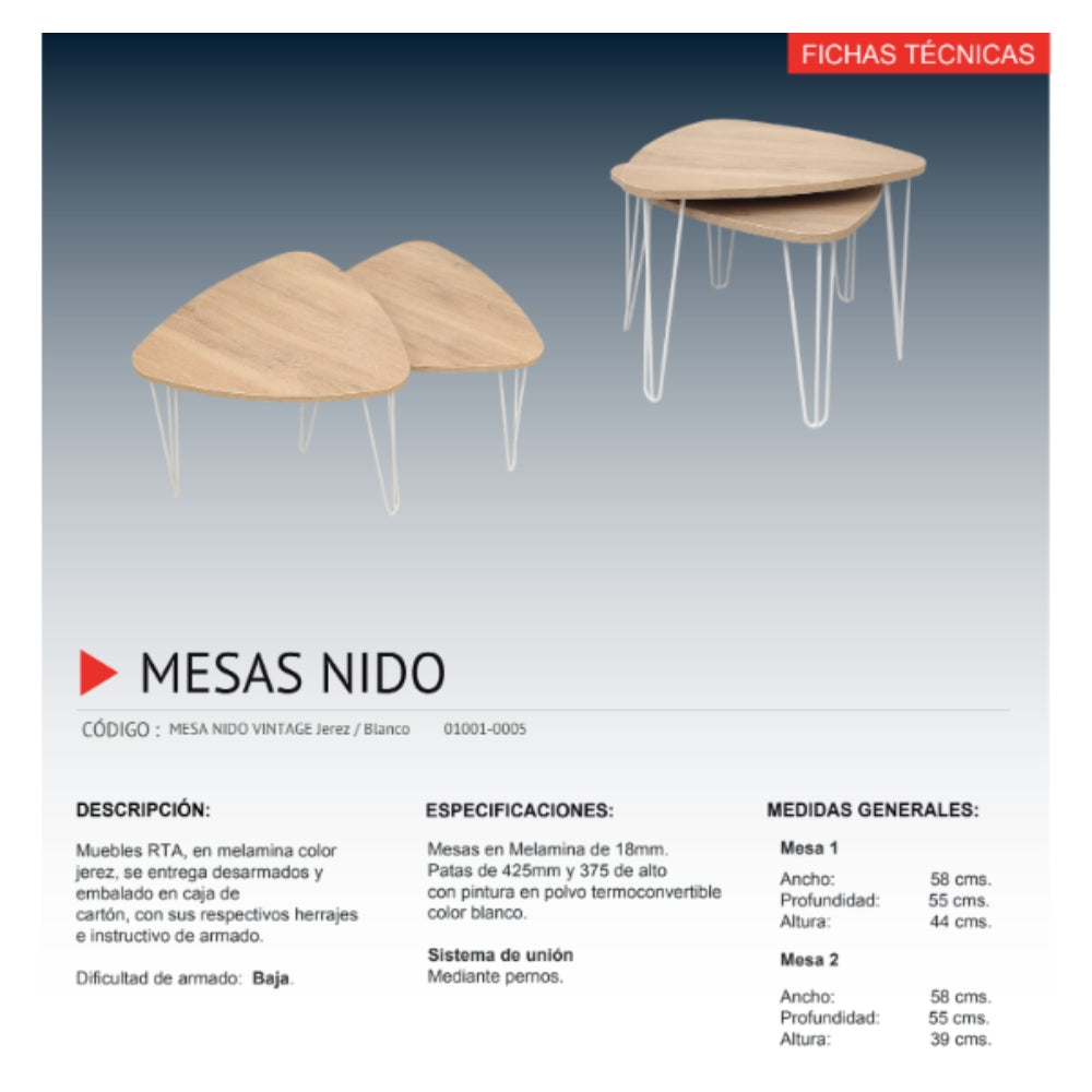 Mesa Nido vintage moderno