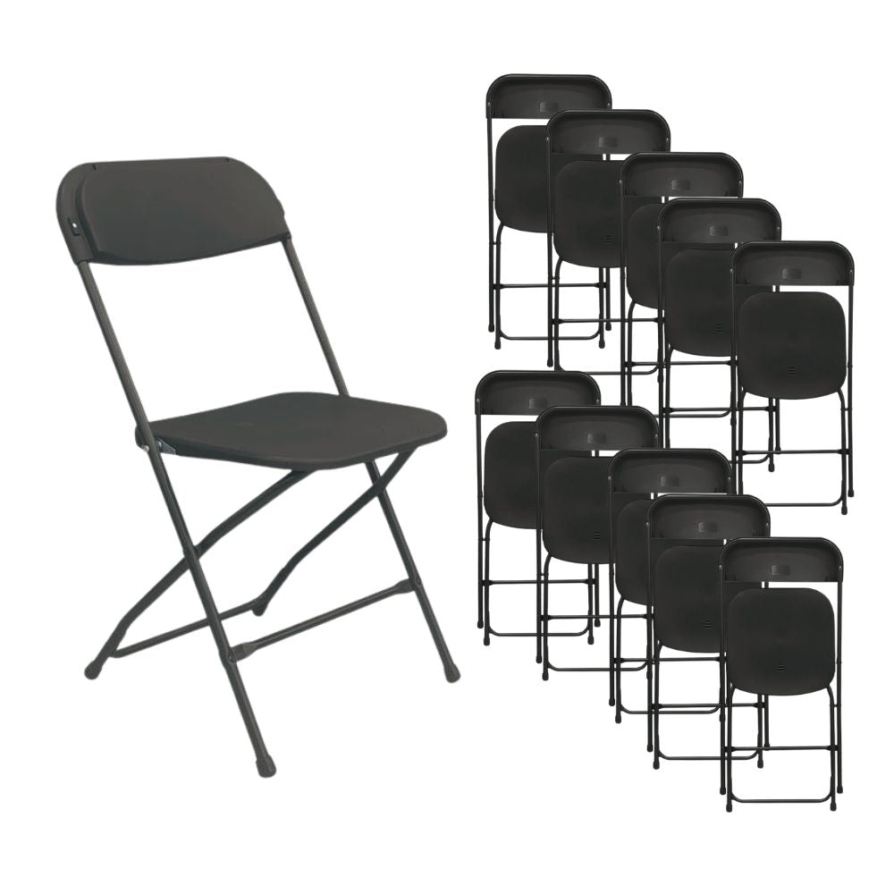 Pack 10 sillas plegables negro para evento
