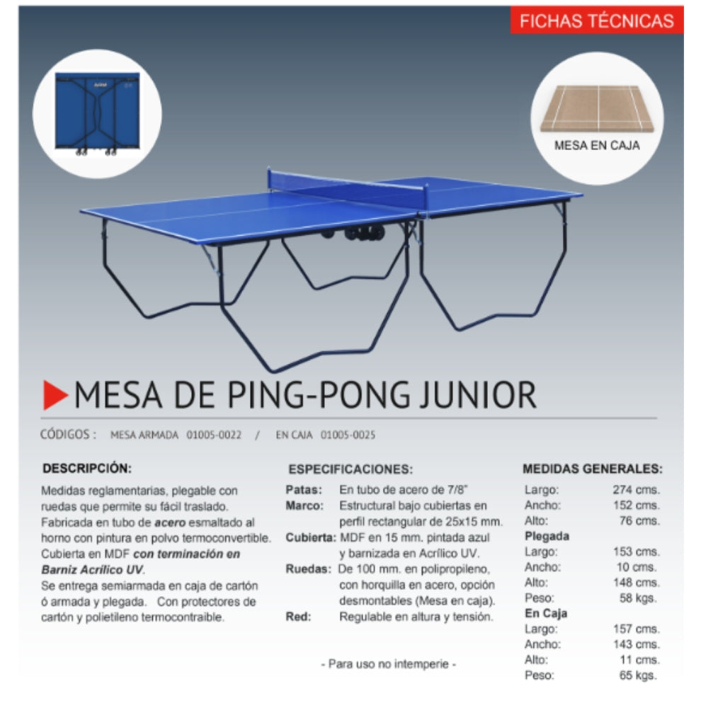 Mesa de Ping Pong Junior en Caja