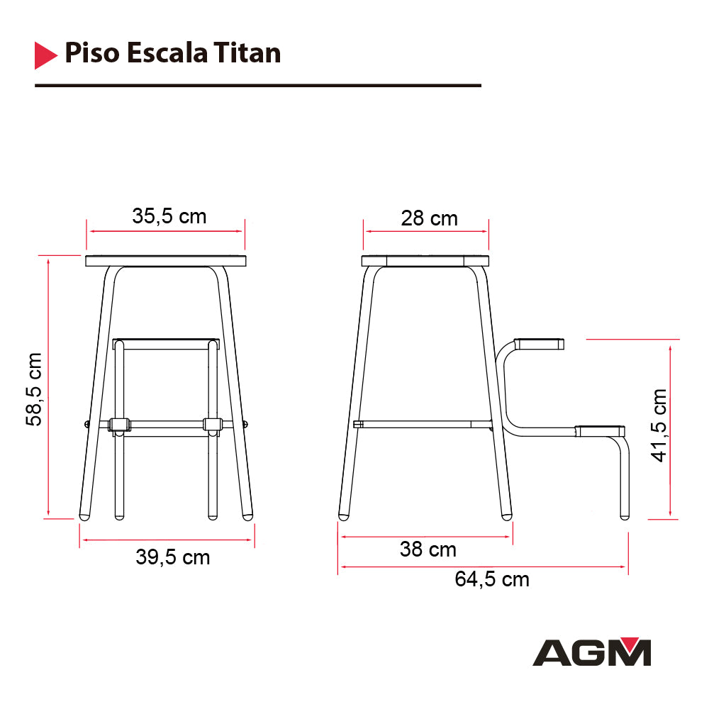 Piso escala Titán Blanco-Rojo diseño práctico