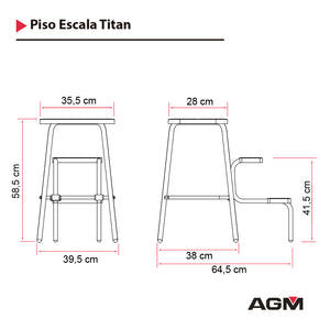 Piso escala Titán Blanco-Rojo diseño práctico