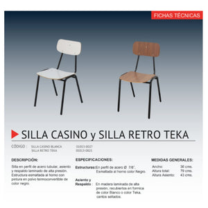 Silla Casino blanca diseño clásico