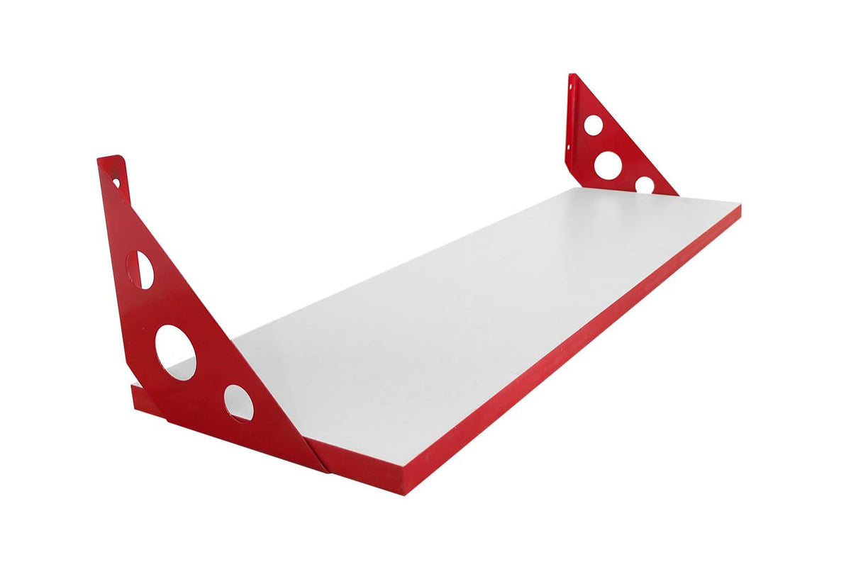 Repisa blanca 18 x 60 soporte  rojo