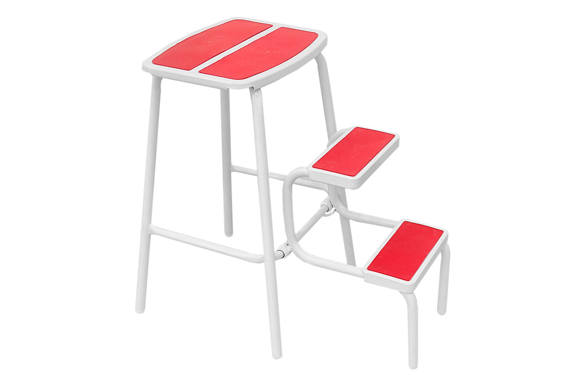 Piso escala Titán Blanco-Rojo diseño práctico