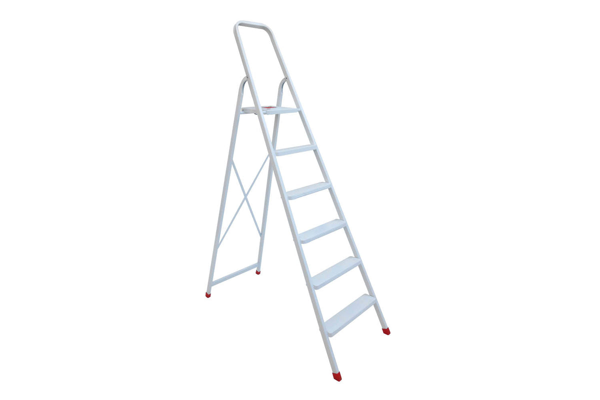 Escalera Blanca 6 peldaños durabilidad y estabilidad
